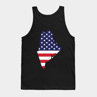 Maine State Shape Flag Background Tank Top